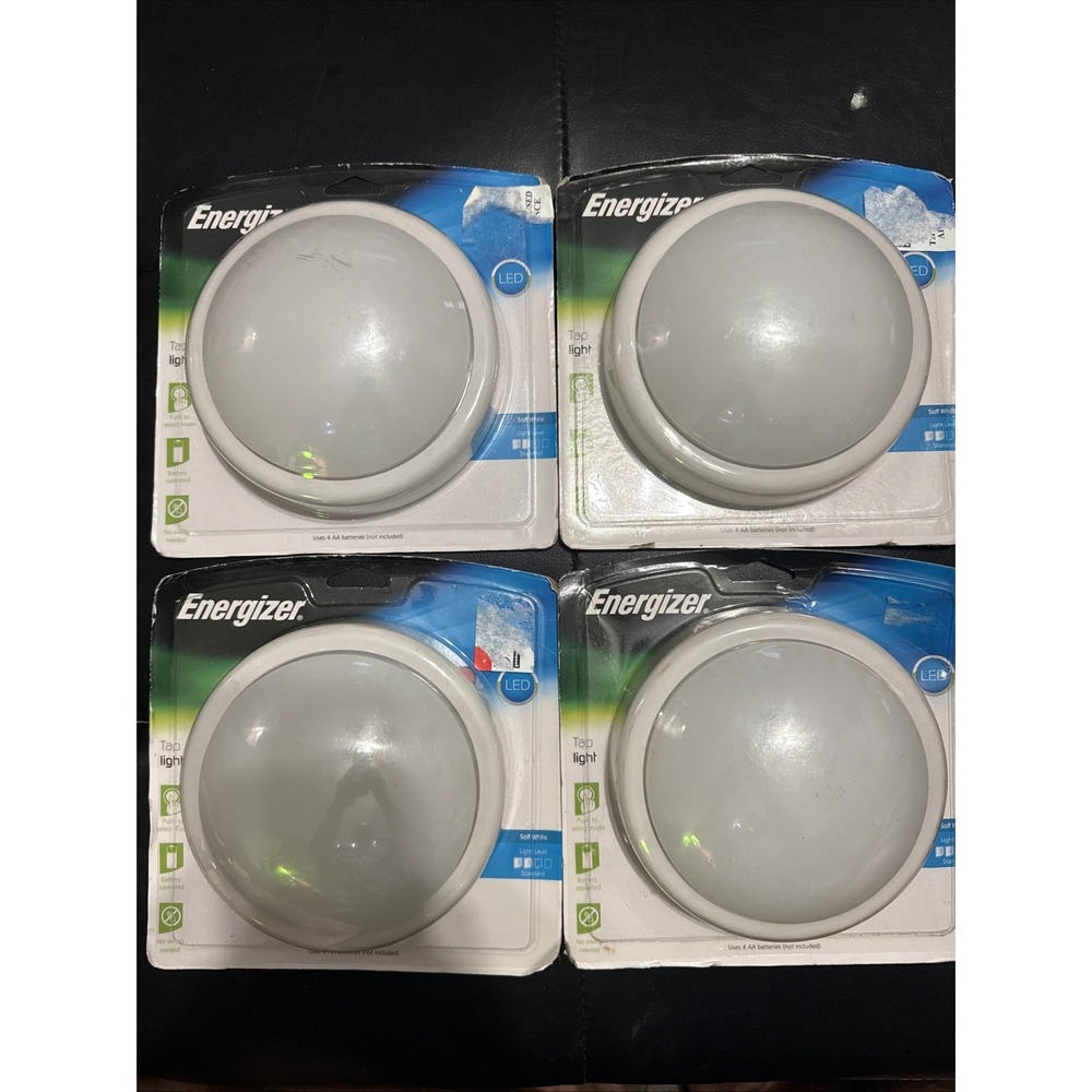 (4) Energizer LED Tap Light Soft White Battery Operated Portable Wireless USA
